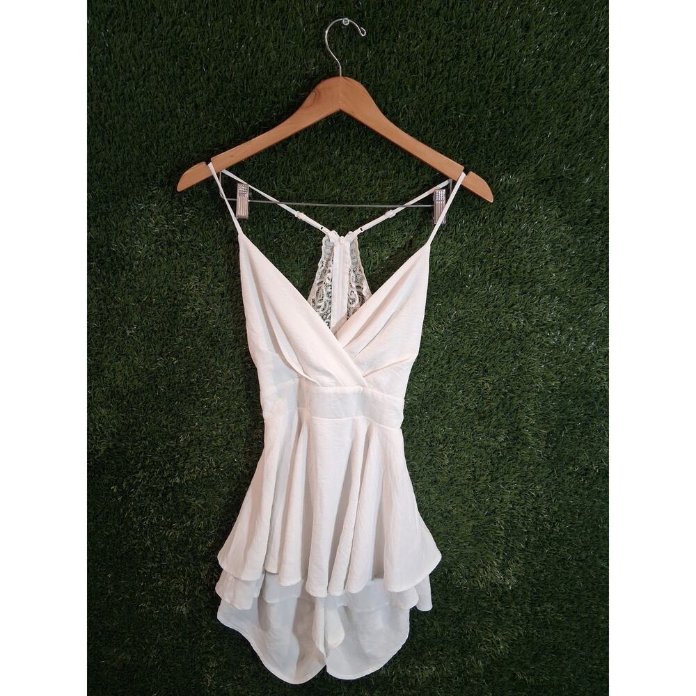 Sexy White Satin Mini Slip Dress Cut-Out Bust Adjustable Straps SZ M Windsor
